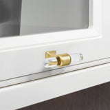 Clear Acrylic Cabinet Knobs，Brushed Brass Drawer Knobs，Modern T Bar Gold Cabinet Knobs for Dresser Drawers Cupboard Wardrobe
