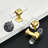 Clear Acrylic Cabinet Knobs，Brushed Brass Drawer Knobs，Modern T Bar Gold Cabinet Knobs for Dresser Drawers Cupboard Wardrobe