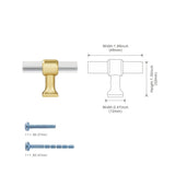 Clear Acrylic Cabinet Knobs，Brushed Brass Drawer Knobs，Modern T Bar Gold Cabinet Knobs for Dresser Drawers Cupboard Wardrobe