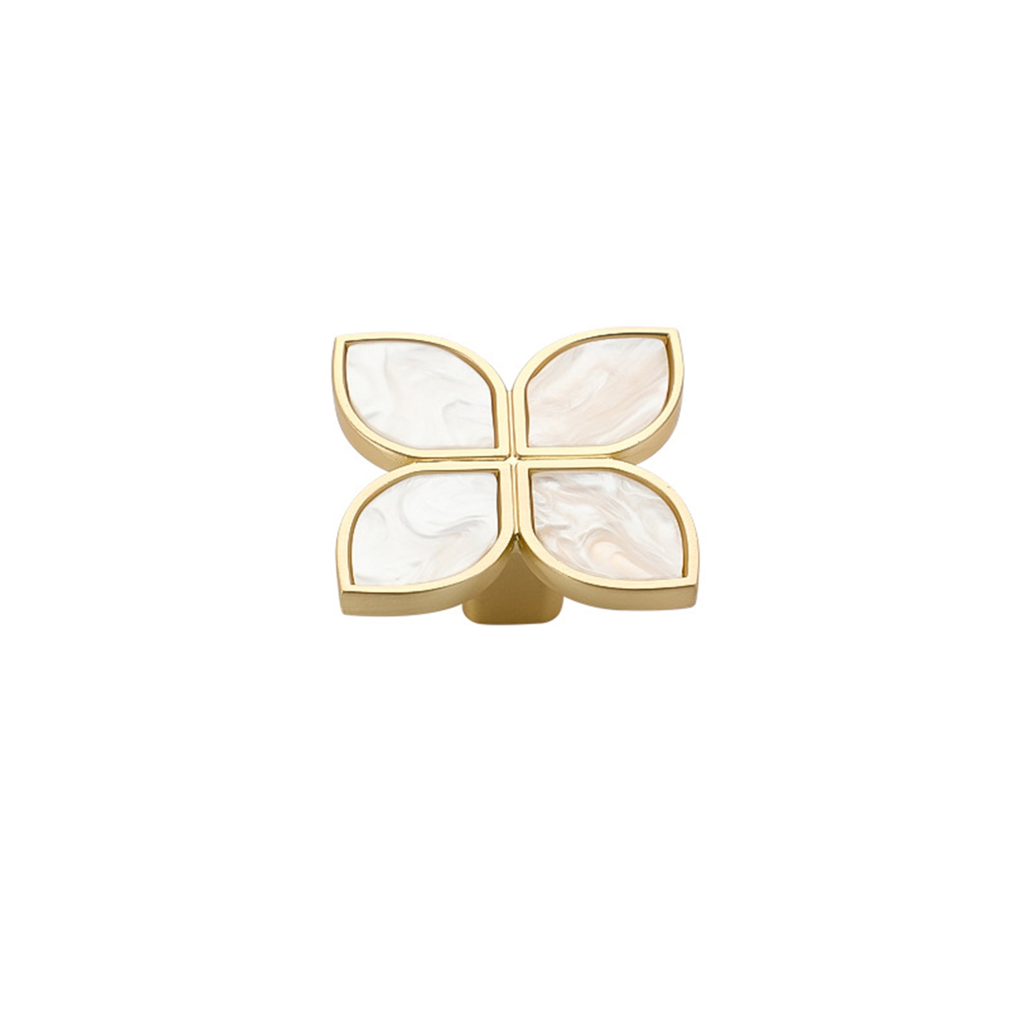 Petal Cabinet Knobs，Gold Dresser Drawers Knobs，Four Leaf Clover Decorative Knobs For Furniture Cupboard Hardware (Snowflake White，Large)