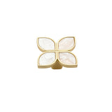 Petal Cabinet Knobs，Gold Dresser Drawers Knobs，Four Leaf Clover Decorative Knobs For Furniture Cupboard Hardware (Snowflake White，Large)