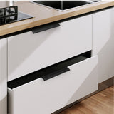 Modern Style Finger Edge Pull Concealed Handle Hidden Cabinet Kitchen Drawer Handles with Screws(Black)