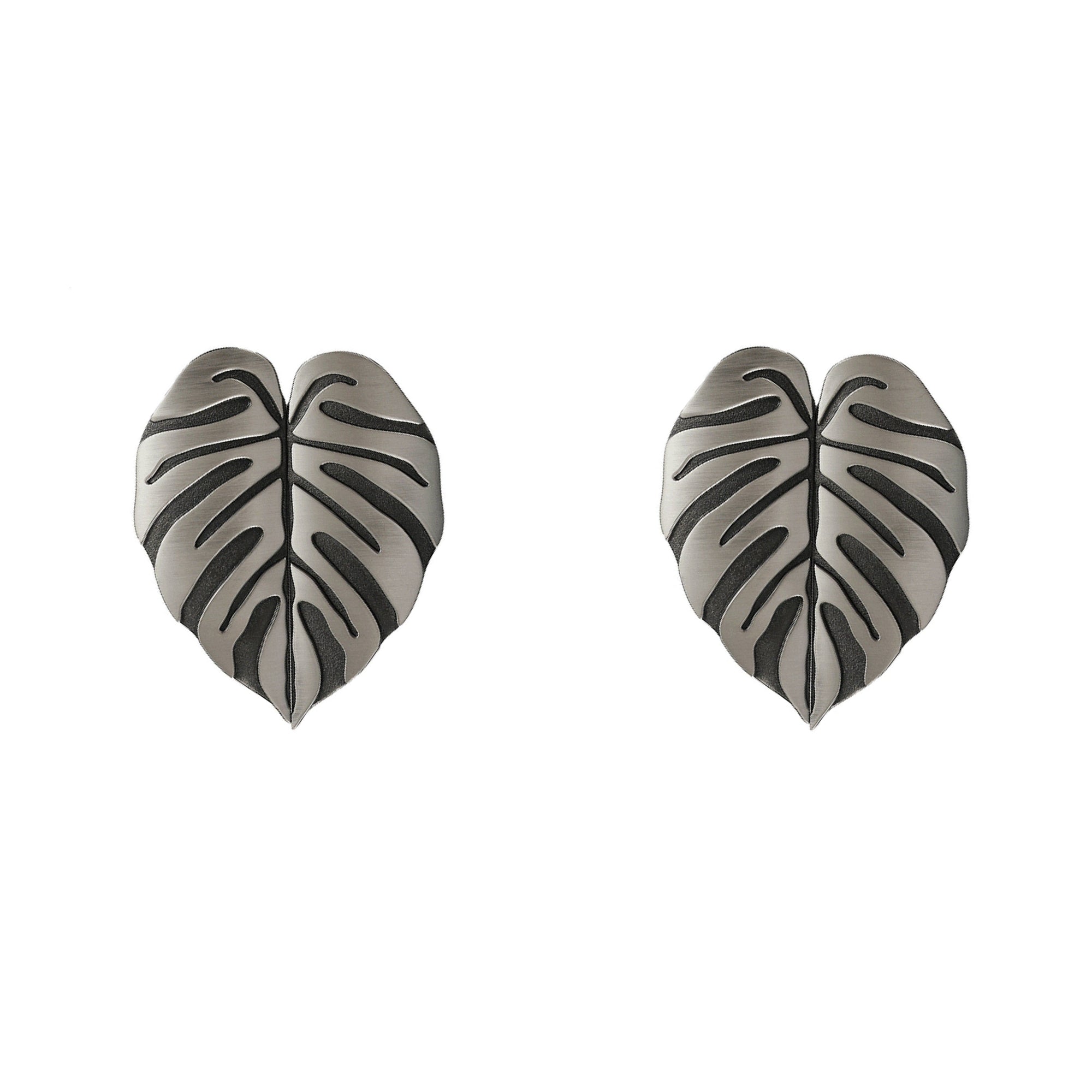2 Pairs Creative Leaf Shape Handle Knob with Mounting Screws for Kitchen Cupboard Cabinet Wardrobe Drawer Door (Silver Ancient, 64mm)