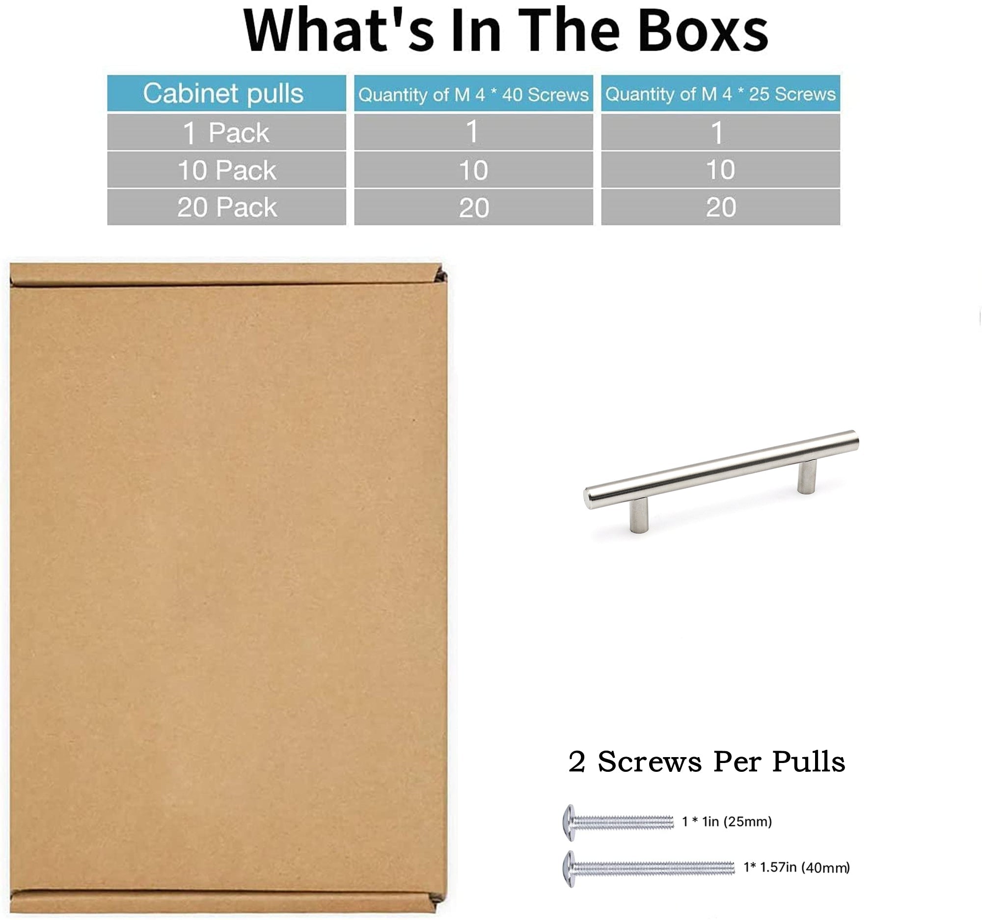 4.25 Inch(C-C) Brushed Nickel Cabinet Handles (4.25"，Customized Size)