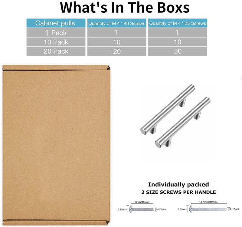 2.75"(70mm) Center to Center Euro Bar Brushed Nickel Cabinet Handle (4-7/8" Length，2.75" Custom Hole Center)