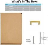 3in Cabinet Pulls Gold Cabinet Pulls，Brushed Brass Pulls Square Kitchen Hardware Handles(76mm, Hole Centers)