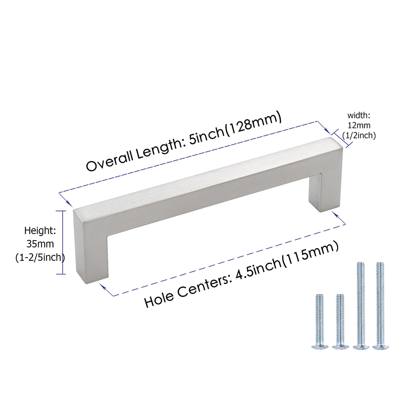 4-1/2 inch(115mm) Hole Center Cabinet Pulls Square Cabinet Handles for Mopulls 4-1/2 inch(115mm) Hole Center Cabinet Pulls Square Cabinet Handles for Mopulls
