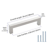 4-1/2 inch(115mm) Hole Center Cabinet Pulls Square Cabinet Handles for Kitchen Stainless Steel Brushed Nickel Drawer Pulls (5" Length）