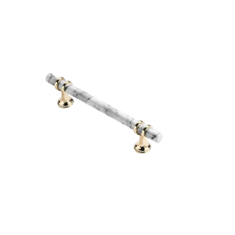 Marble Finish Solid Drawer Pulls，Knobs & Handles，White Marble Pattern Print - Marble Finish Series - Hole Centers(Knob，3.75"，5"，7.5")