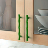 Bamboo Shape Solid Zinc Alloy Cabinet Knobs Handles - Bamboo Shape Series - Hole Centers(T-Bar Knob，96mm，128mm)