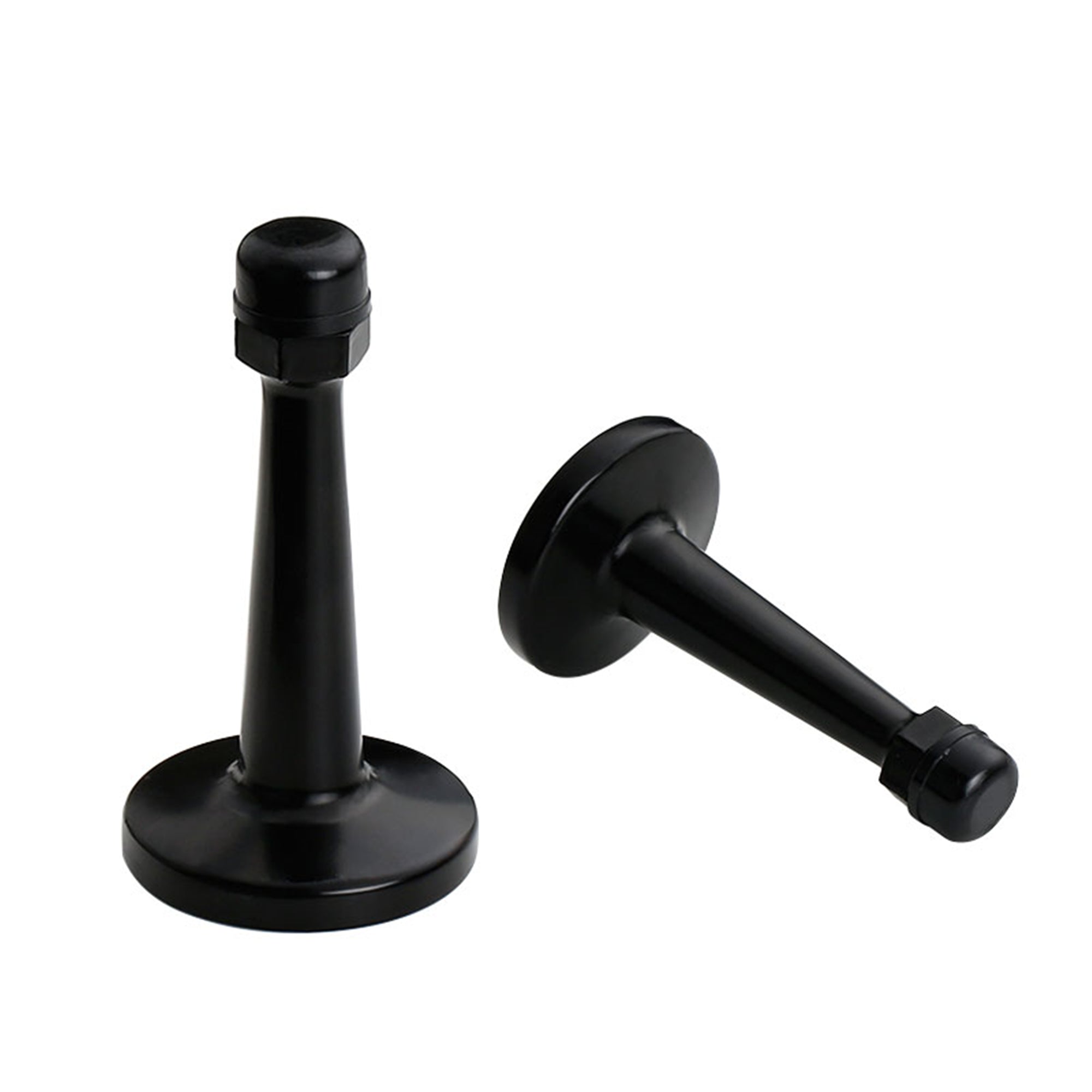 Modern Door Stopper，Heavy Duty Solid Door Stop，Durable Door Stoppers Wall Mounted with Black Soft Rubber Bumper Tips