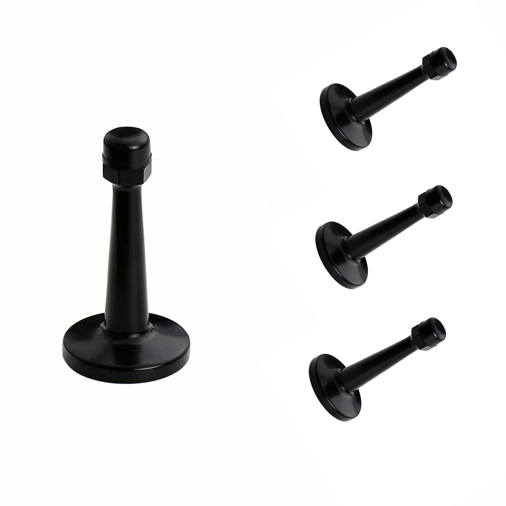 Modern Door Stopper，Heavy Duty Solid Door Stop，Durable Door Stoppers Wall Mounted with Black Soft Rubber Bumper Tips