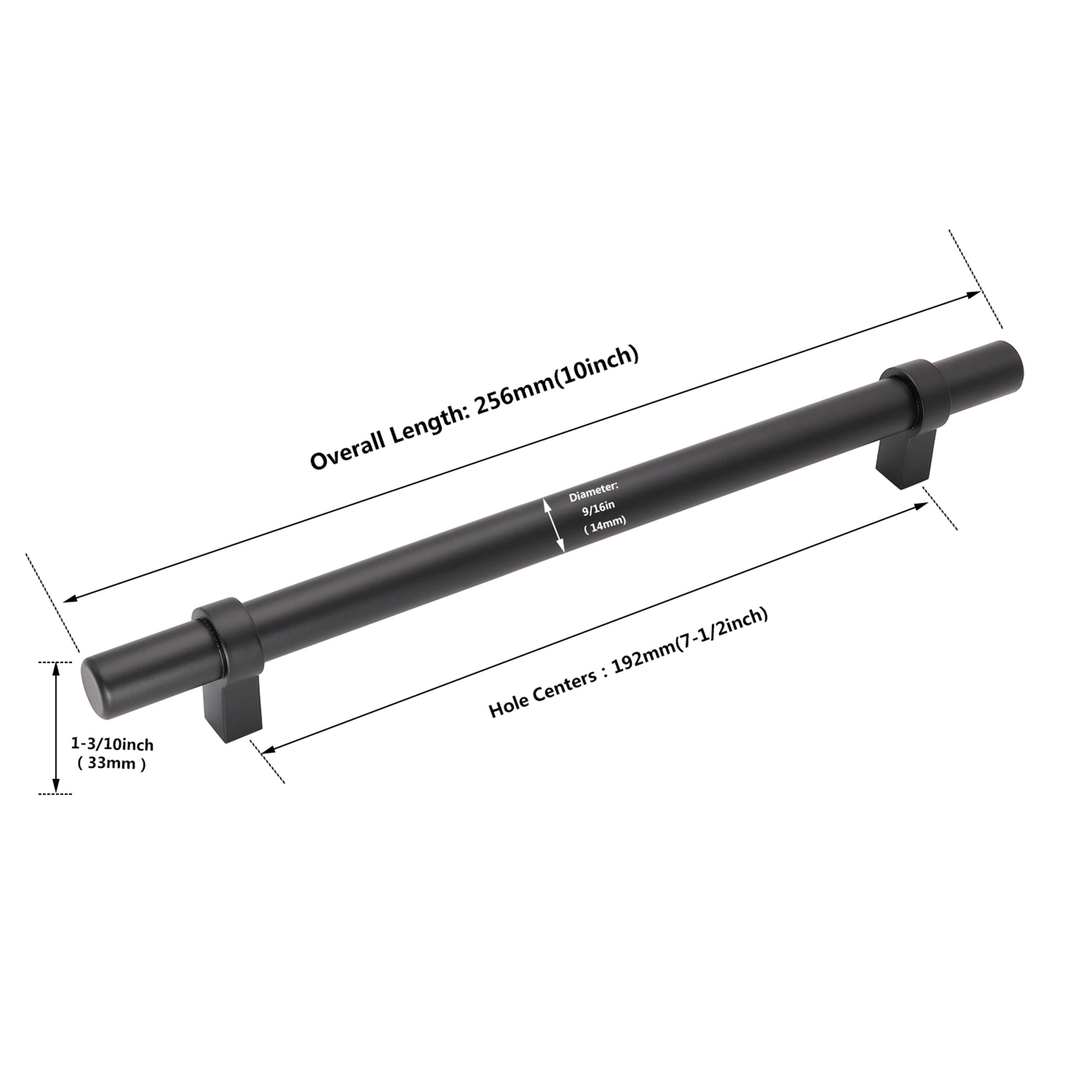 Black Modern Cupboard Handles Stainless Steel Pulls - Round Shape Series - Hole Centers(Knob, 3",3.5,3.75,4",5",6.25",7.5",8.8",10")
