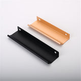 Modern Style Finger Edge Pull Concealed Handle Hidden Cabinet Kitchen Drawer Handles with Screws(Black)