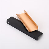 Modern Style Finger Edge Pull Concealed Handle Hidden Cabinet Kitchen Drawer Handles with Screws(Black)