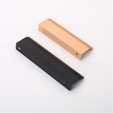 Modern Style Finger Edge Pull Concealed Handle Hidden Cabinet Kitchen Drawer Handles with Screws(Black)
