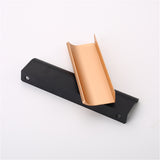 Modern Style Finger Edge Pull Concealed Handle Hidden Cabinet Kitchen Drawer Handles with Screws(Black)