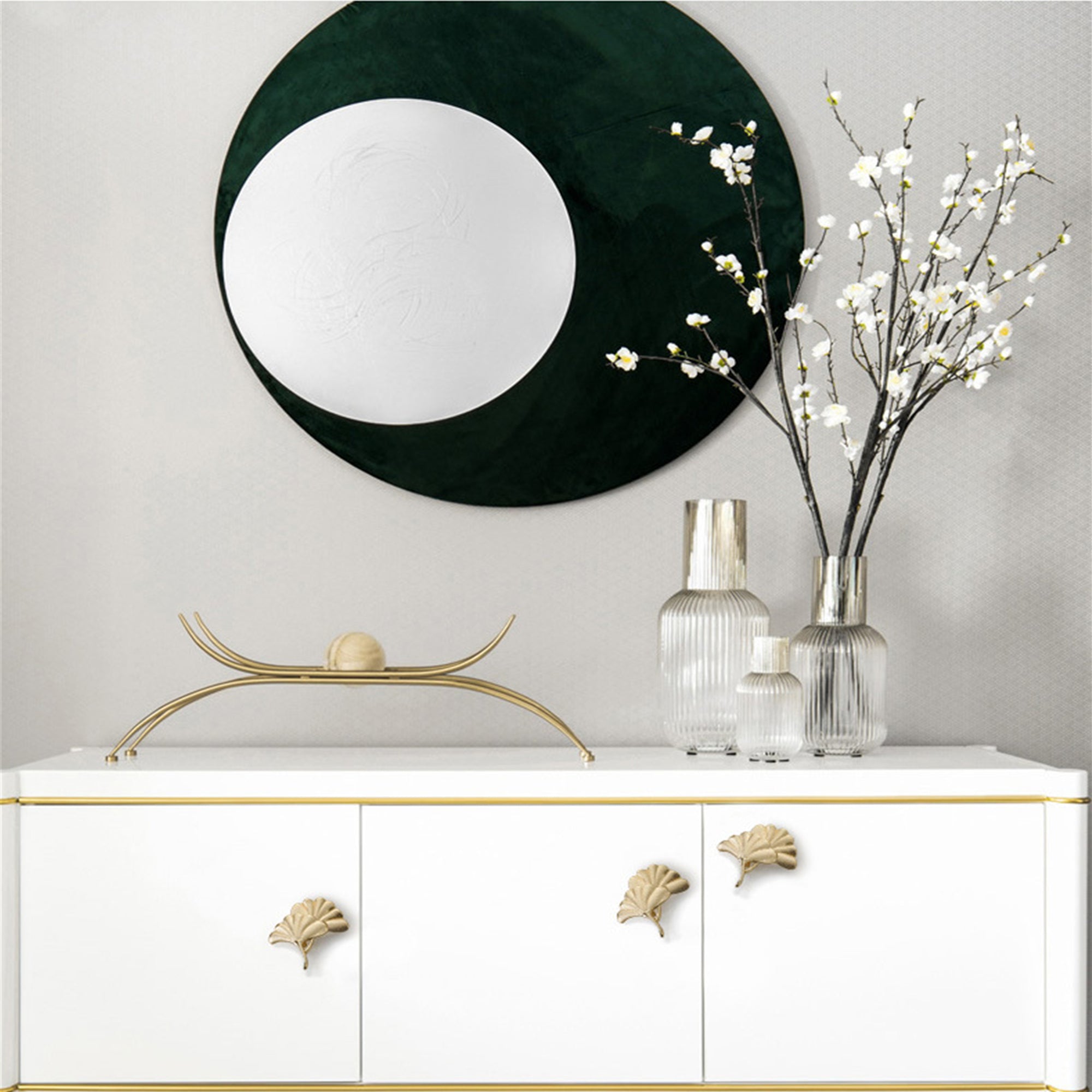 Ginkgo Leaf Shape Knob Handles，Solid Metal Drawer Pulls，Creative Decorate Pulls for Wardrobe Cupboard Drawer Bookcase Furniture (Large，Gold)