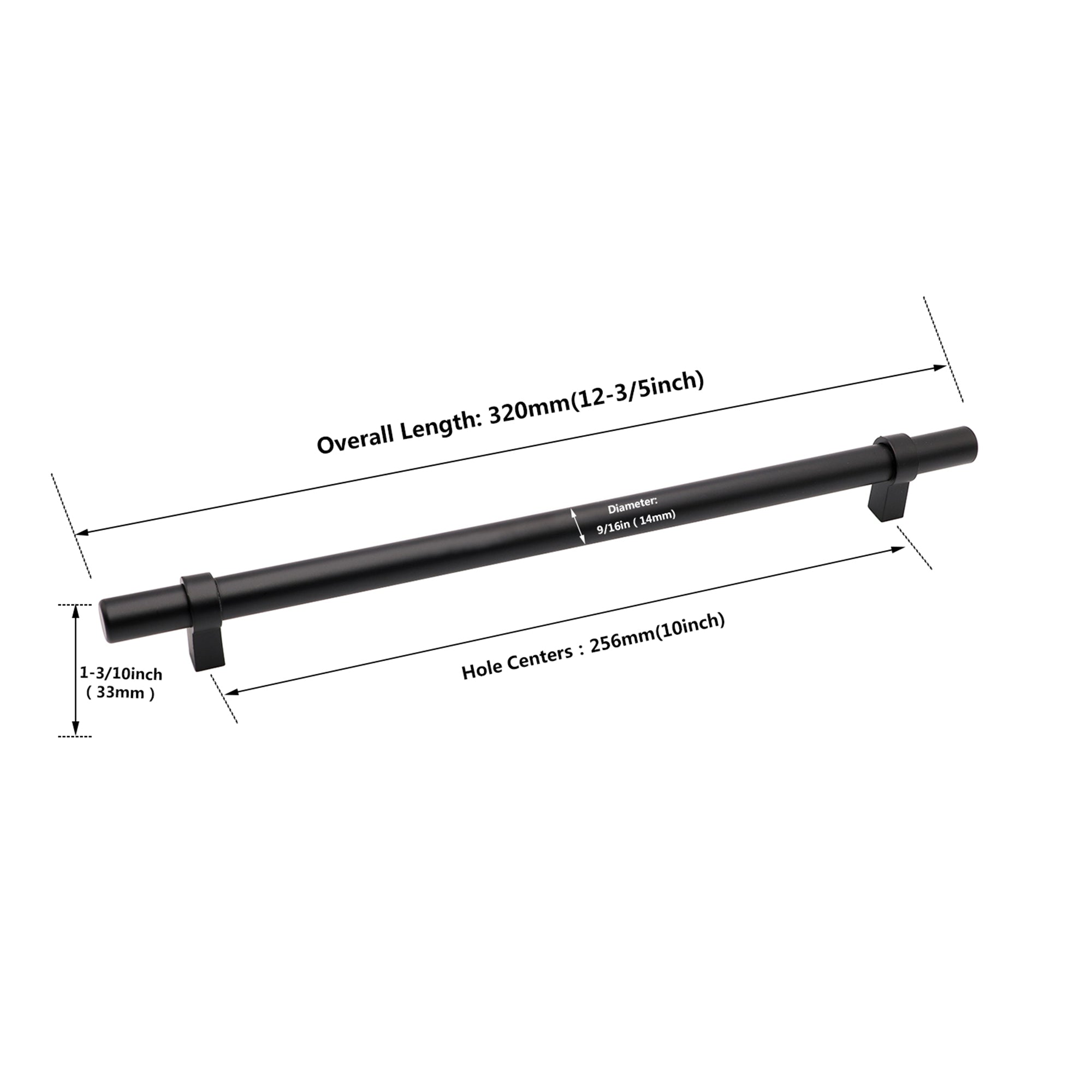 Black Modern Cupboard Handles Stainless Steel Pulls - Round Shape Series - Hole Centers(Knob, 3",3.5,3.75,4",5",6.25",7.5",8.8",10")