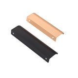 Modern Style Finger Edge Pull Concealed Handle Hidden Cabinet Kitchen Drawer Handles with Screws(Black)