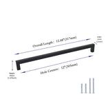 12 Inch(Hole Centers) Matte Black Cabinet Pulls Black Kitchen Hardware (12"/305mm，Customized Long Pulls)