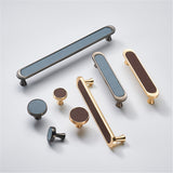 3.75" 5" Leather Handle Pulls，Light Green Leather Kitchen Cabinet Pulls( CC：96mm，128mm )