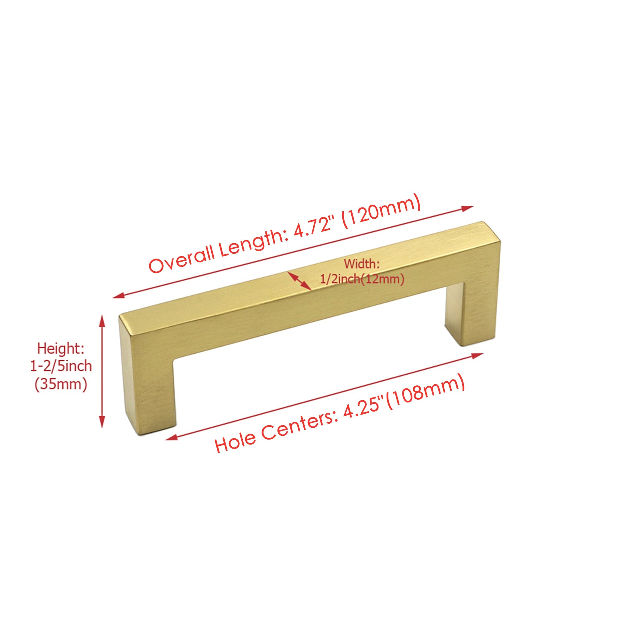 4.25 Inch(C-C) Brushed Brass Cabinet Pulls(108mm, Customized Size)