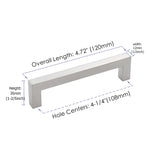 4.25 Inch(C-C) Brushed Nickel Square Cabinet Pulls (4.25"，Customized Size)