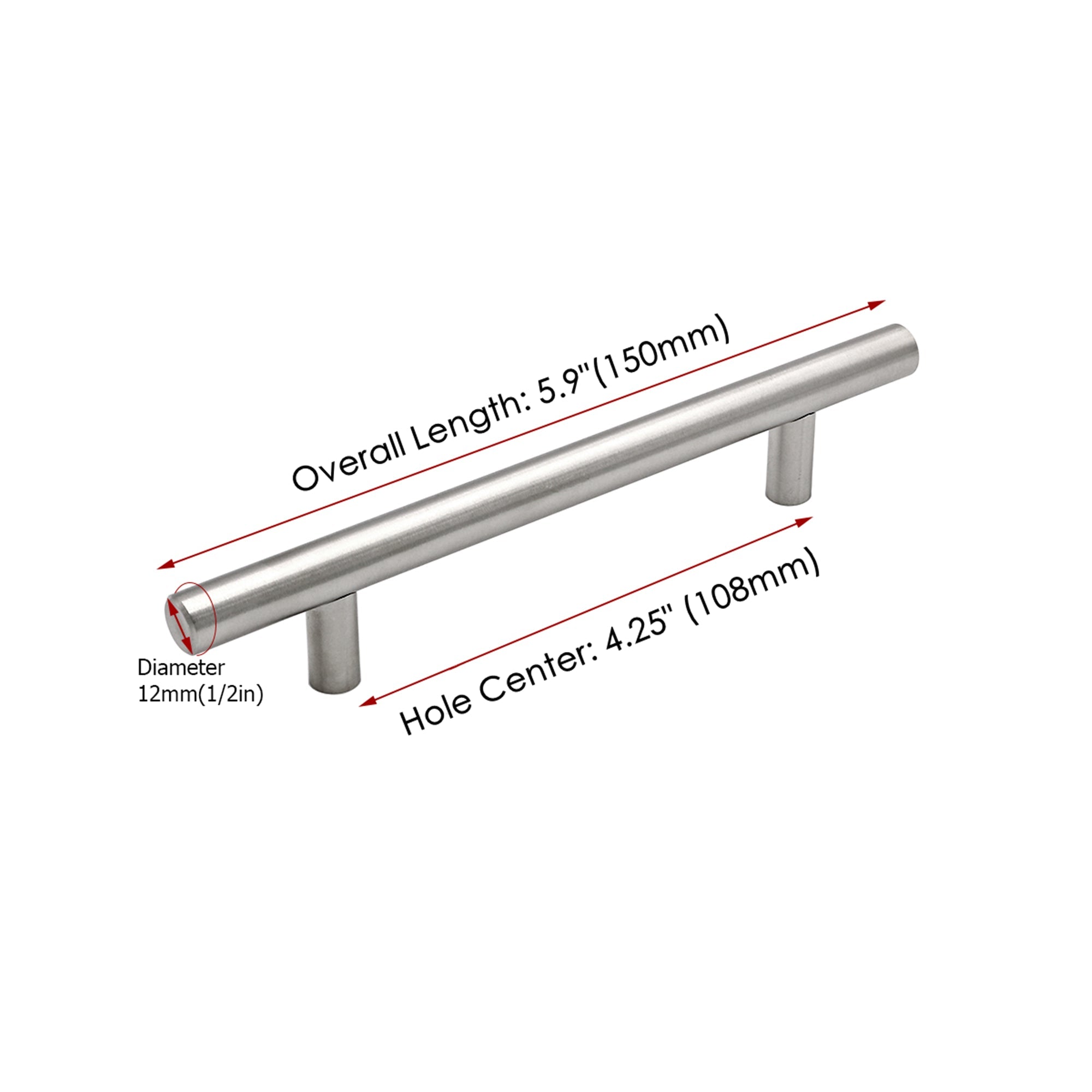 4.25 Inch(C-C) Brushed Nickel Cabinet Handles (4.25"，Customized Size)