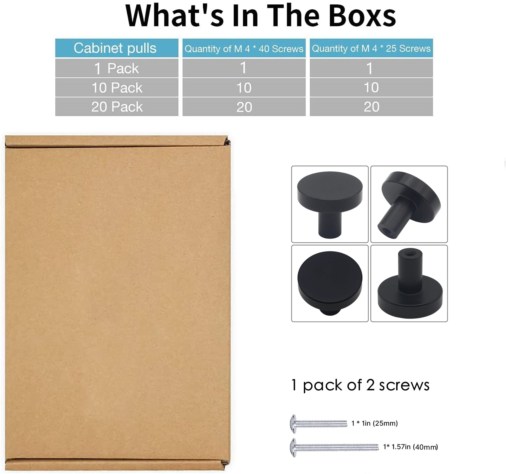500 Pack 1-1/4 Inch Modern Matte Black Cabinet Knobs，Solid Dresser Knobs Drawer Knobs for Cupboard Drawer Handles