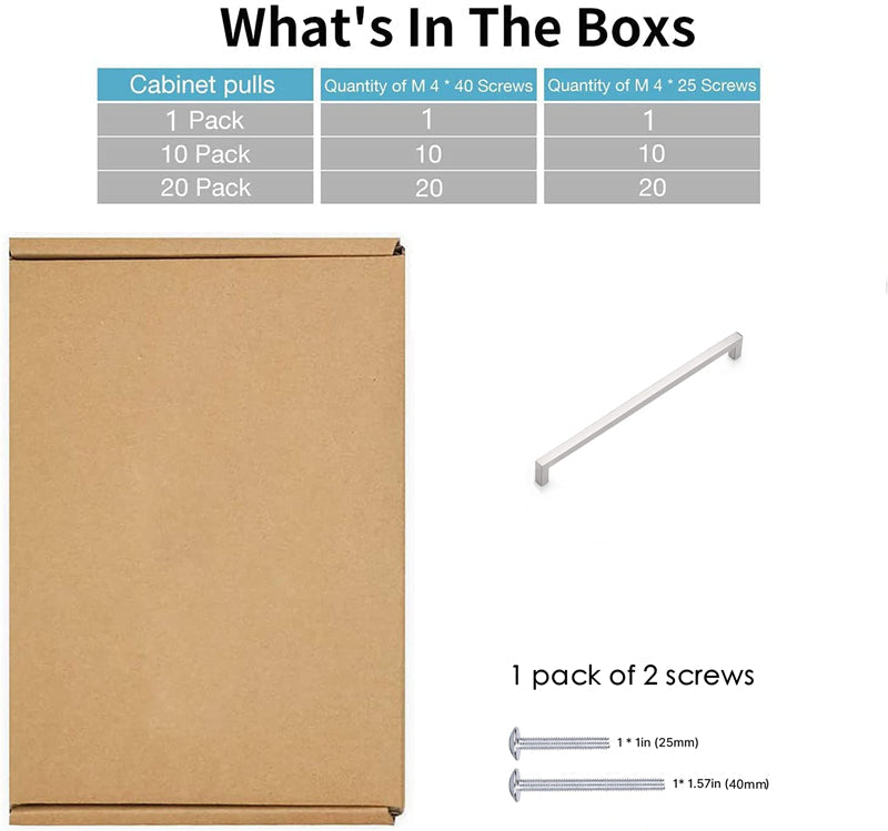 18 Inch(C-C) Modern Square Cabinet Handles (458mm，Brushed Nickel)