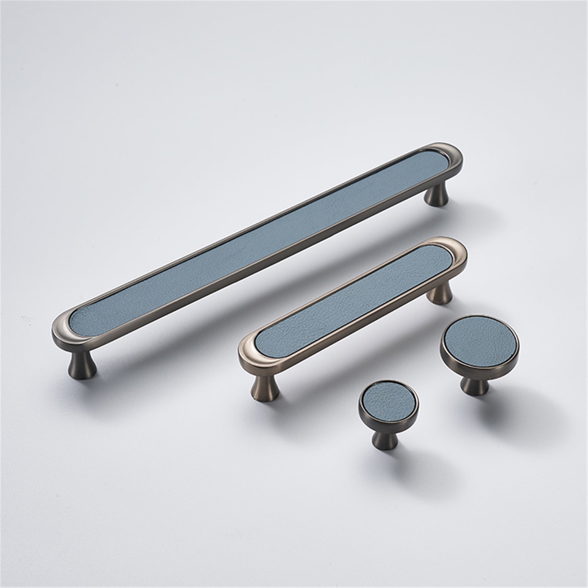 3.75" 5" Leather Handle Pulls，Light Green Leather Kitchen Cabinet Pulls( CC：96mm，128mm )
