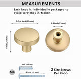 10 Pack 1-1/4 Inch Brushed Brass Kitchen Cabinet Knobs，Solid Dresser Knobs Drawer Knobs For Cupboard Drawer Pulls