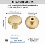 1-1/4 Inch Brushed Brass Kitchen Cabinet Knobs，Solid Dresser Knobs Drawer Knobs For Cupboard Drawer Pulls
