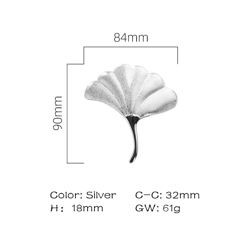 Ginkgo Leaf Drawer Knobs Modern Cabinet Pull Handle for Wardrobe Cupboard Drawer Bookcase Furniture (Small，Silver)