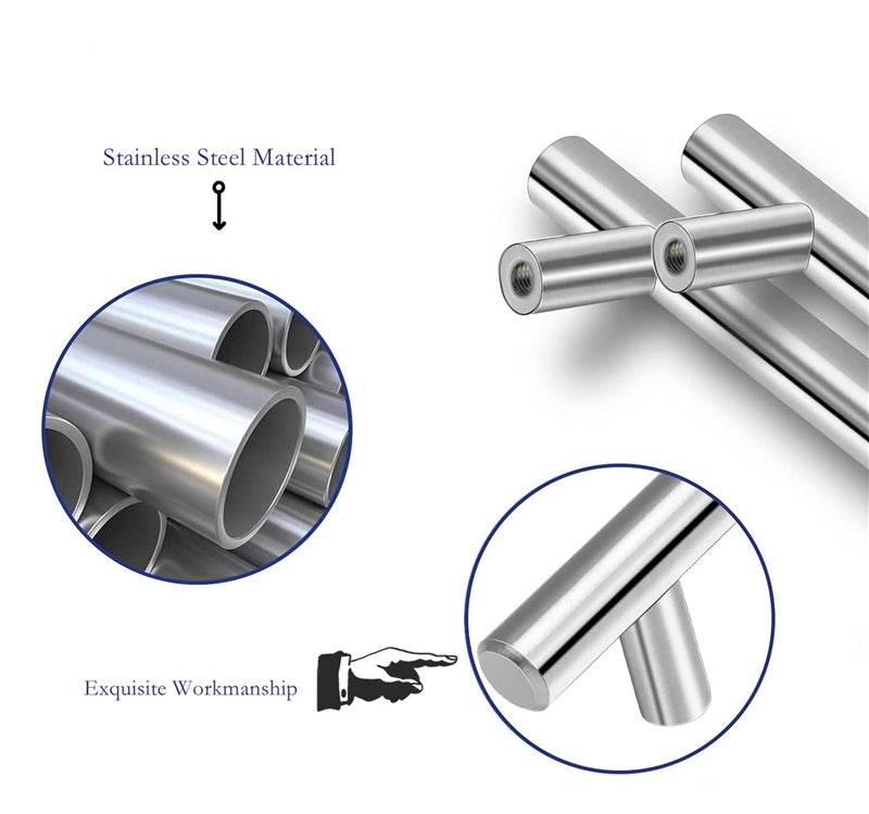 2.75"(70mm) Center to Center Euro Bar Brushed Nickel Cabinet Handle (4-7/8" Length，2.75" Custom Hole Center)