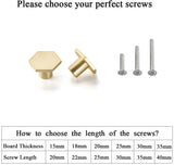 Solid Brass Gold Knobs - 1.33" Diameter (34mm), Brass - Hexagon Dresser Knobs for Lving Room，Bedrooms，DIY Lovers，Gifts