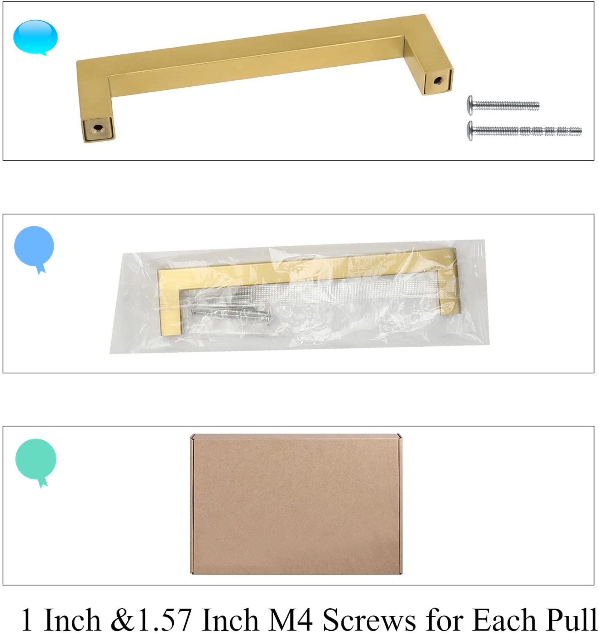 5in Cabinet Handles Drawer Pulls,Modern Gold Drawer Pulls Stainless Steel Dresser Drawer Pulls(128mm, Hole Centers)
