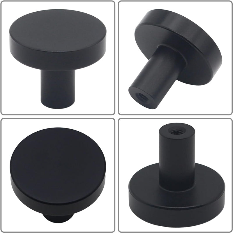 25 Pack 1-1/4 Inch Matte Black Kitchen Cabinet Knobs，Solid Dresser Knobs Drawer Knobs for Cupboard Drawer Pulls