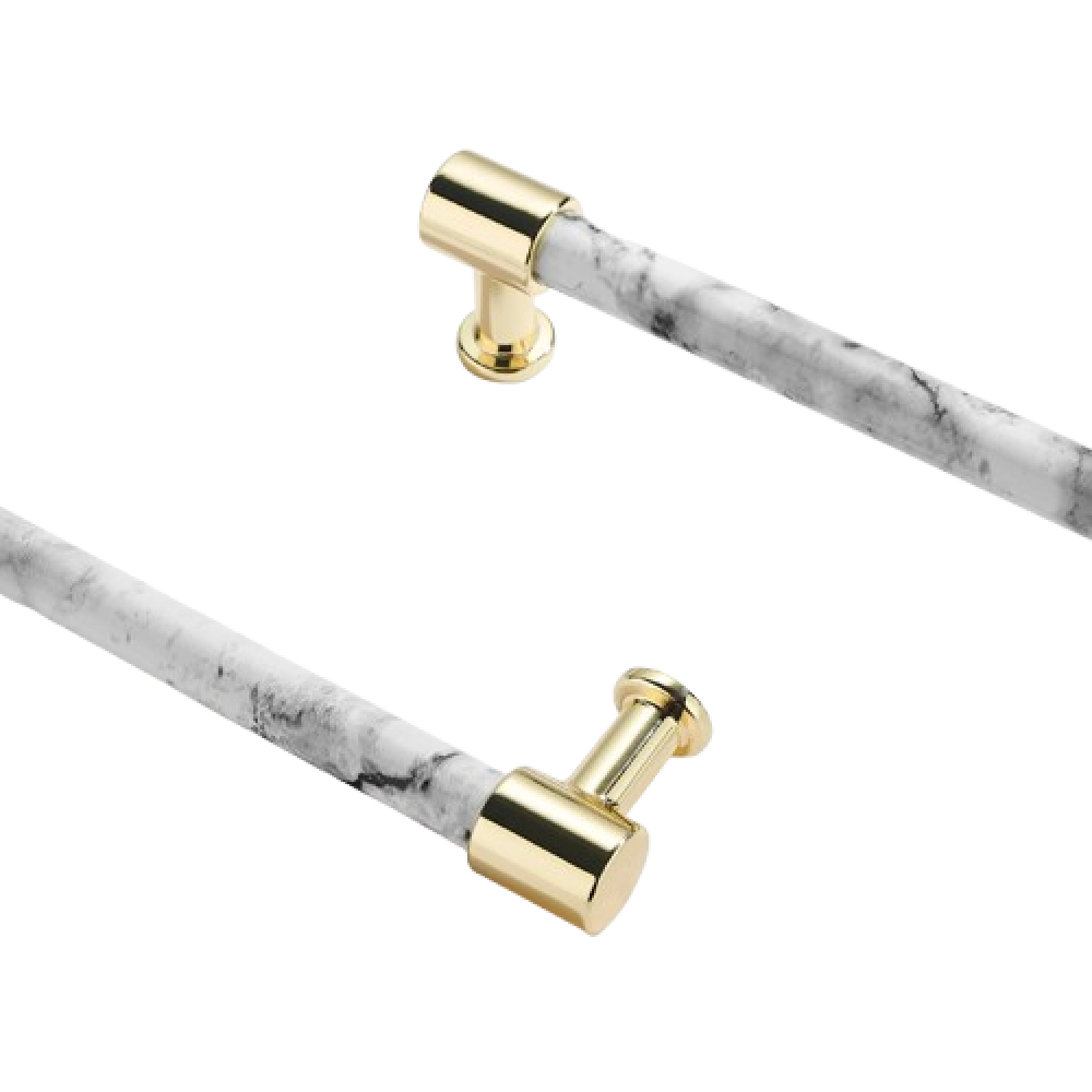 Modern Marble Finish Drawer Pulls，Knobs & Handles，White Marble Pattern Print - Marble Finish Series - Hole Centers(Knob，3.75"，5"，7.5")