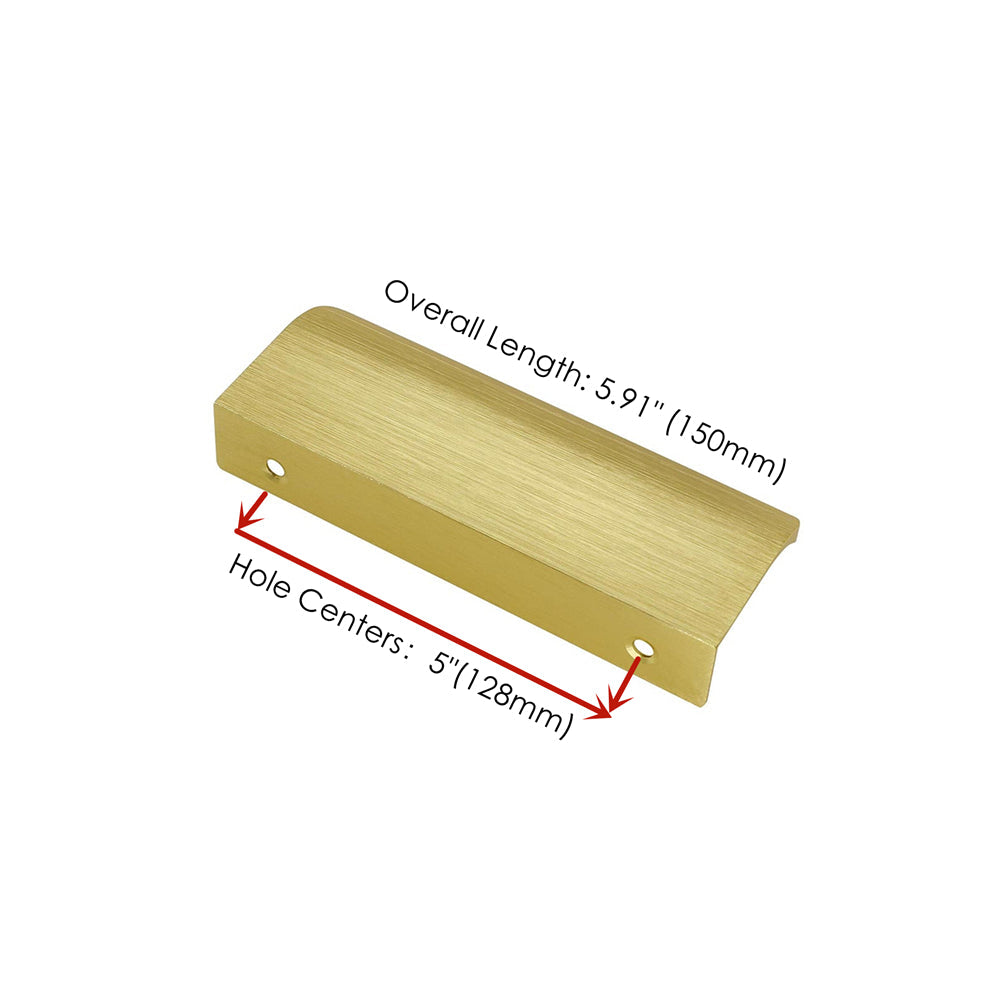 Modern Finger Edge Pulls Tab Pull 150mm/5.91" Length Finger Drawer Pulls (Brushed Brass)