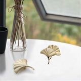 Ginkgo Leaf Shape Knob Handles，Solid Metal Drawer Pulls，Creative Decorate Pulls for Wardrobe Cupboard Drawer Bookcase Furniture (Large，Gold)