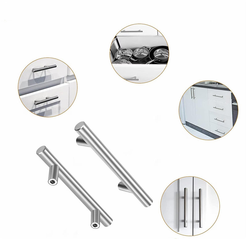 2.75"(70mm) Center to Center Euro Bar Brushed Nickel Cabinet Handle (4-7/8" Length，2.75" Custom Hole Center)