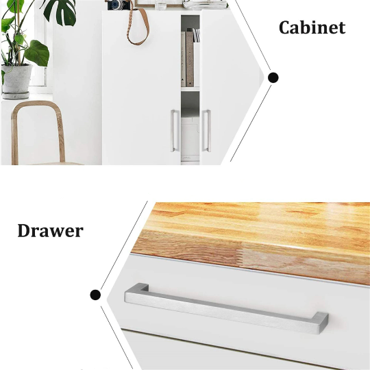 4-1/2 inch(115mm) Hole Center Cabinet Pulls Square Cabinet Handles for Kitchen Stainless Steel Brushed Nickel Drawer Pulls (5" Length）