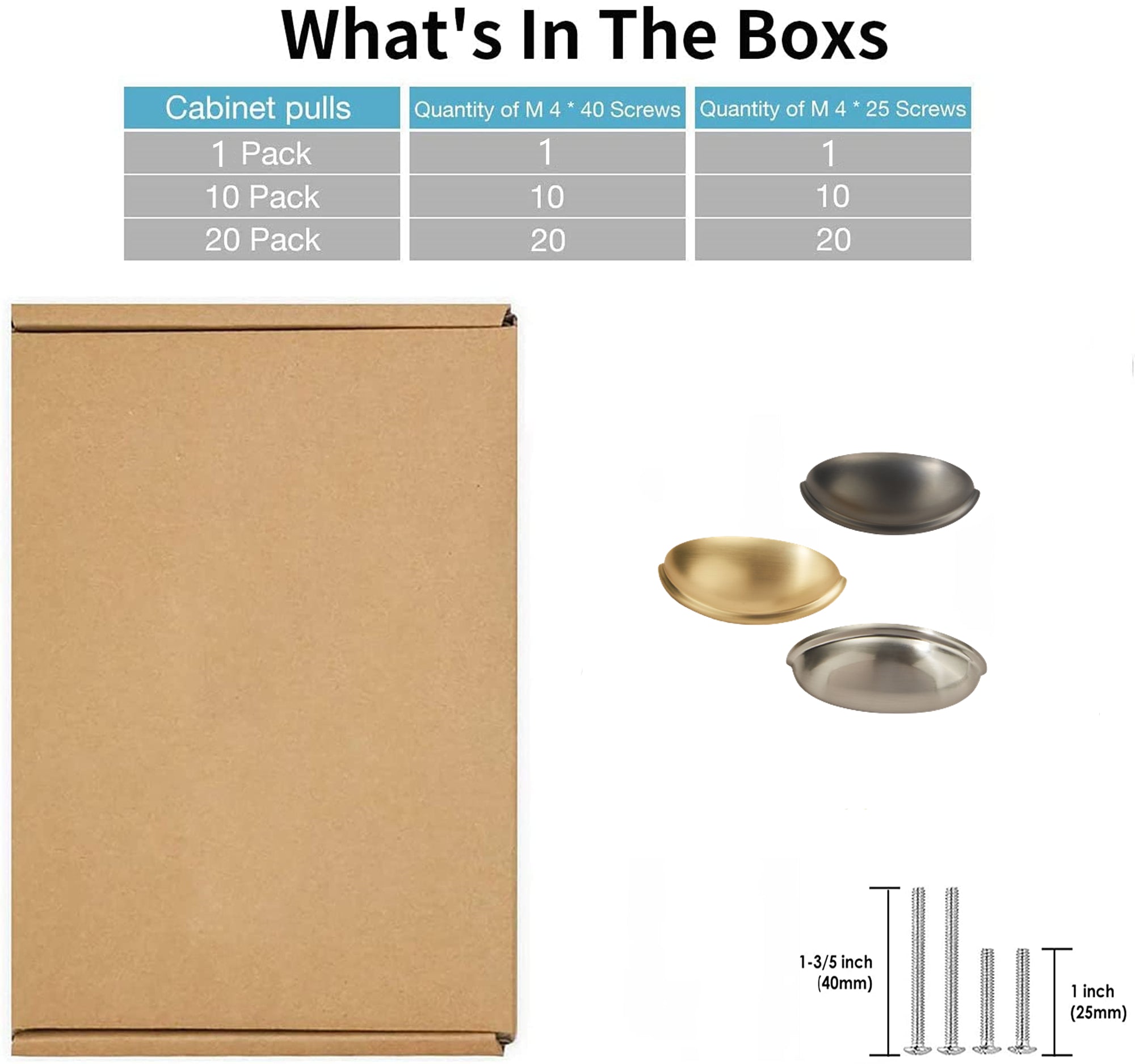 Brushed Brass Cabinet Hardware Bin Cup Drawer Handle Pulls - 3" Inch (76mm) Hole Centers