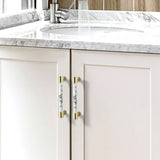 Modern Marble Finish Drawer Pulls，Knobs & Handles，White Marble Pattern Print - Marble Finish Series - Hole Centers(Knob，3.75"，5"，7.5")