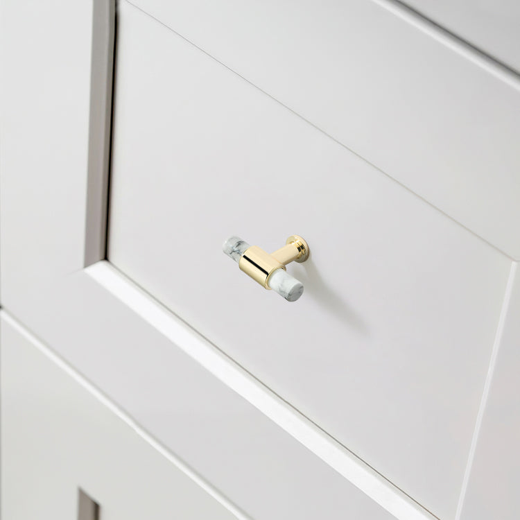 Modern Marble Finish Drawer Pulls，Knobs & Handles，White Marble Pattern Print - Marble Finish Series - Hole Centers(Knob，3.75"，5"，7.5")