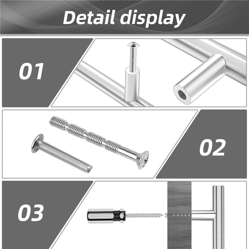 2.75"(70mm) Center to Center Euro Bar Brushed Nickel Cabinet Handle (4-7/8" Length，2.75" Custom Hole Center)