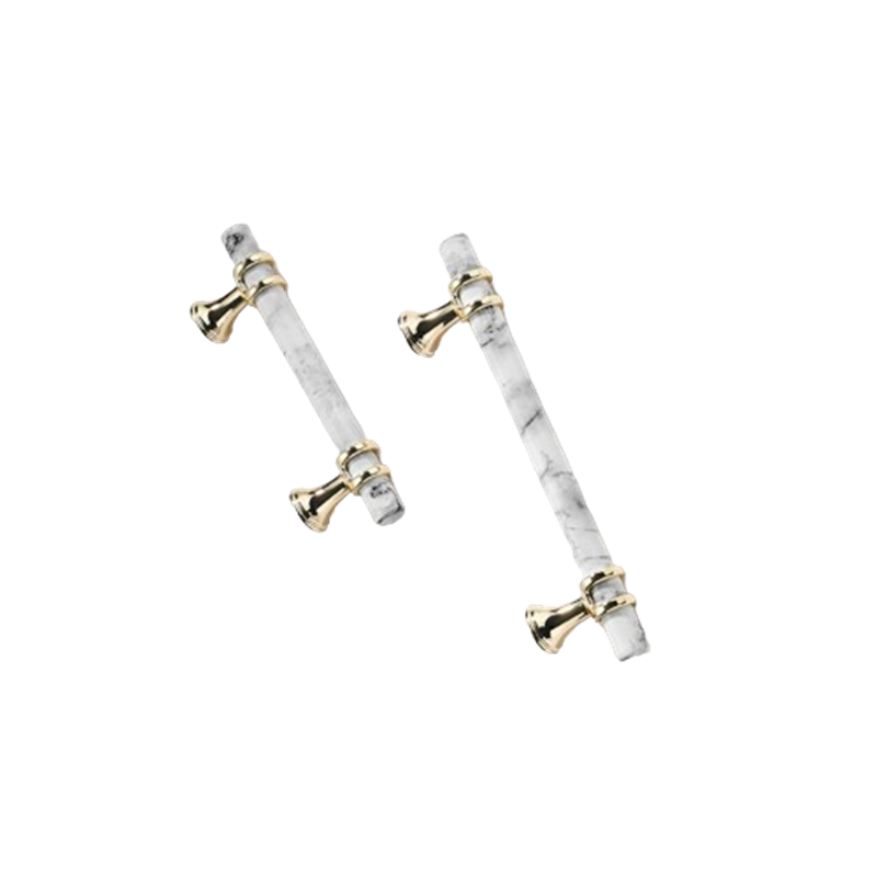 Marble Finish Solid Drawer Pulls，Knobs & Handles，White Marble Pattern Print - Marble Finish Series - Hole Centers(Knob，3.75"，5"，7.5")