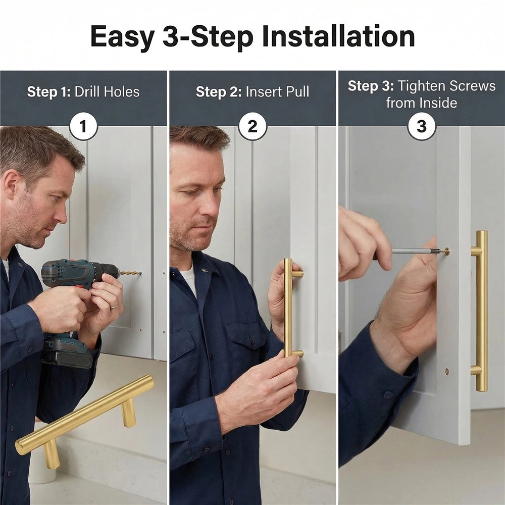 1000 Pack 3.25 Inch(C-C) Brushed Brass Kitchen Cabinet Pulls (82mm，Customized Size)